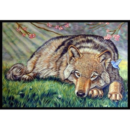 Carolines Treasures Carolines Treasures 7356JMAT Wolf And Hummingbird Indoor & Outdoor Mat; 24 x 36 in. 7356JMAT
